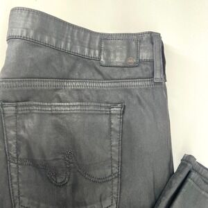 AG Adriano Goldschmied The Beau Slouchy Skinny Coated Jeans Black Womens 31R